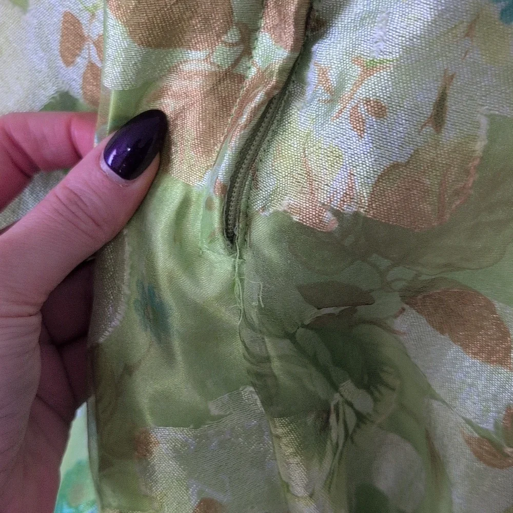 Blush Prom Green Floral Strapless Prom Gown - Picture 8 of 12